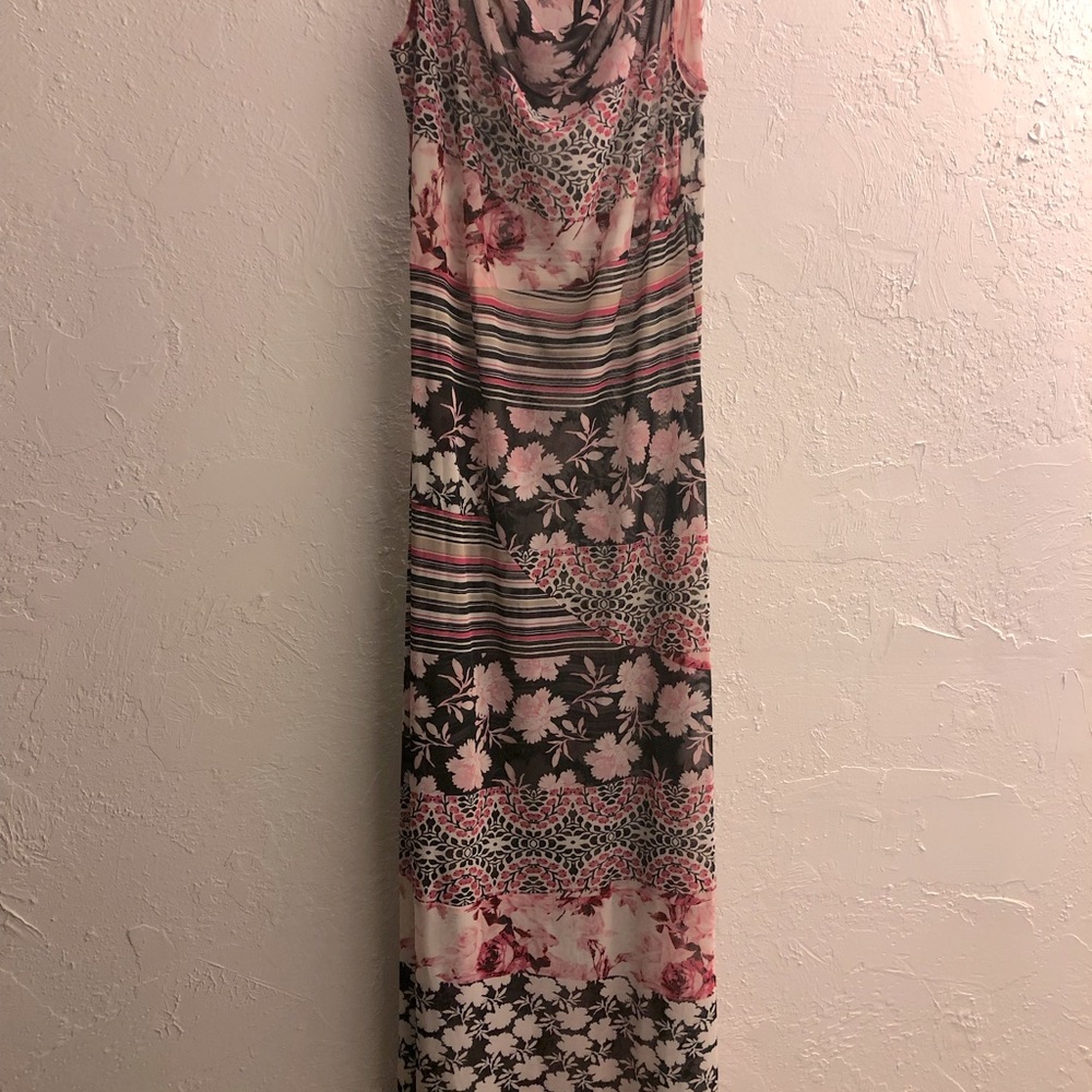 Skyes the limit floral print sheer dress.